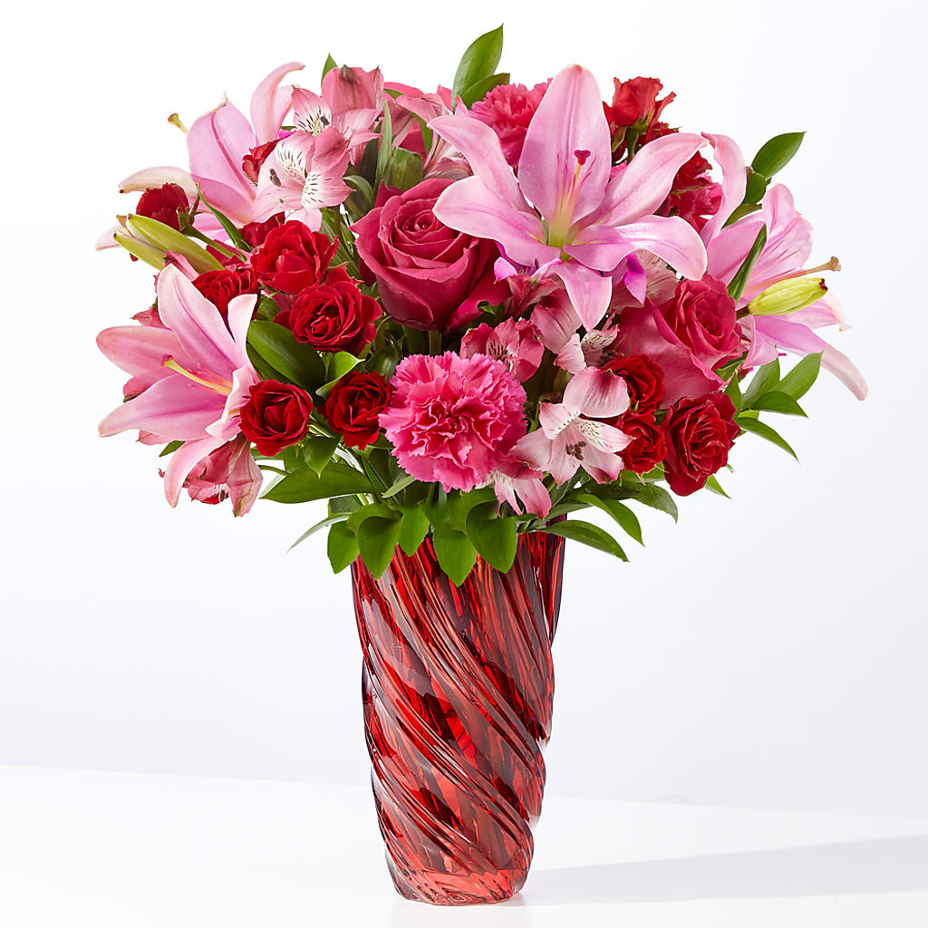 In Love Bouquet with Luxe Swirl Vase – BOWS PETALS 'N LACE, Livingston TN