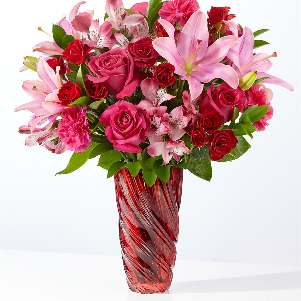 In Love Bouquet with Luxe Swirl Vase – BOWS PETALS 'N LACE, Livingston TN