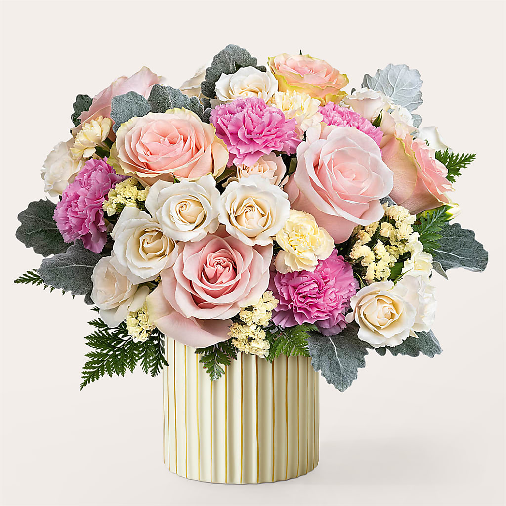 Blissful Moments Bouquet with Ivory Vase – BOWS PETALS 'N LACE, Livingston TN