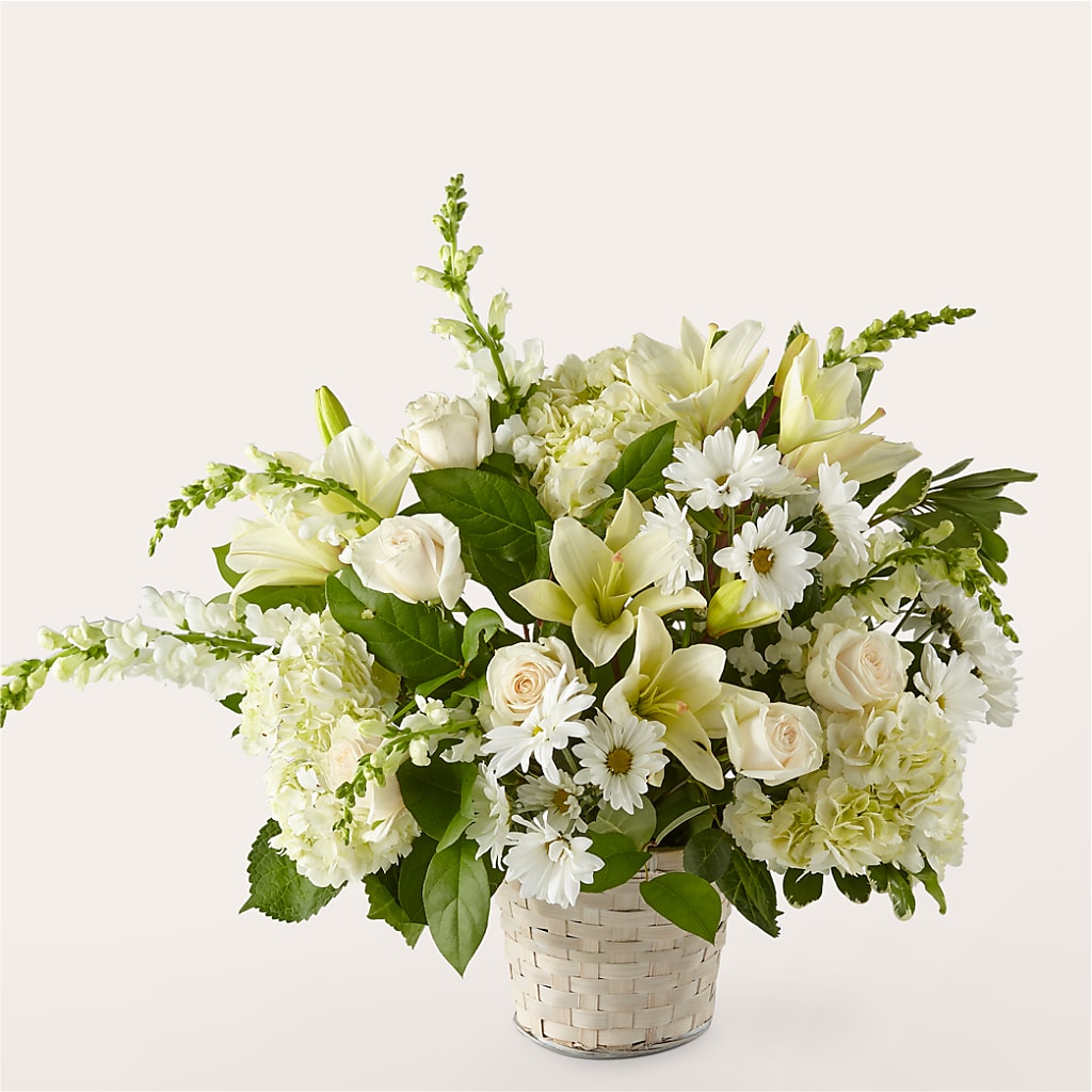 Ivory Elegance Floral Basket – BOWS PETALS 'N LACE, Livingston TN