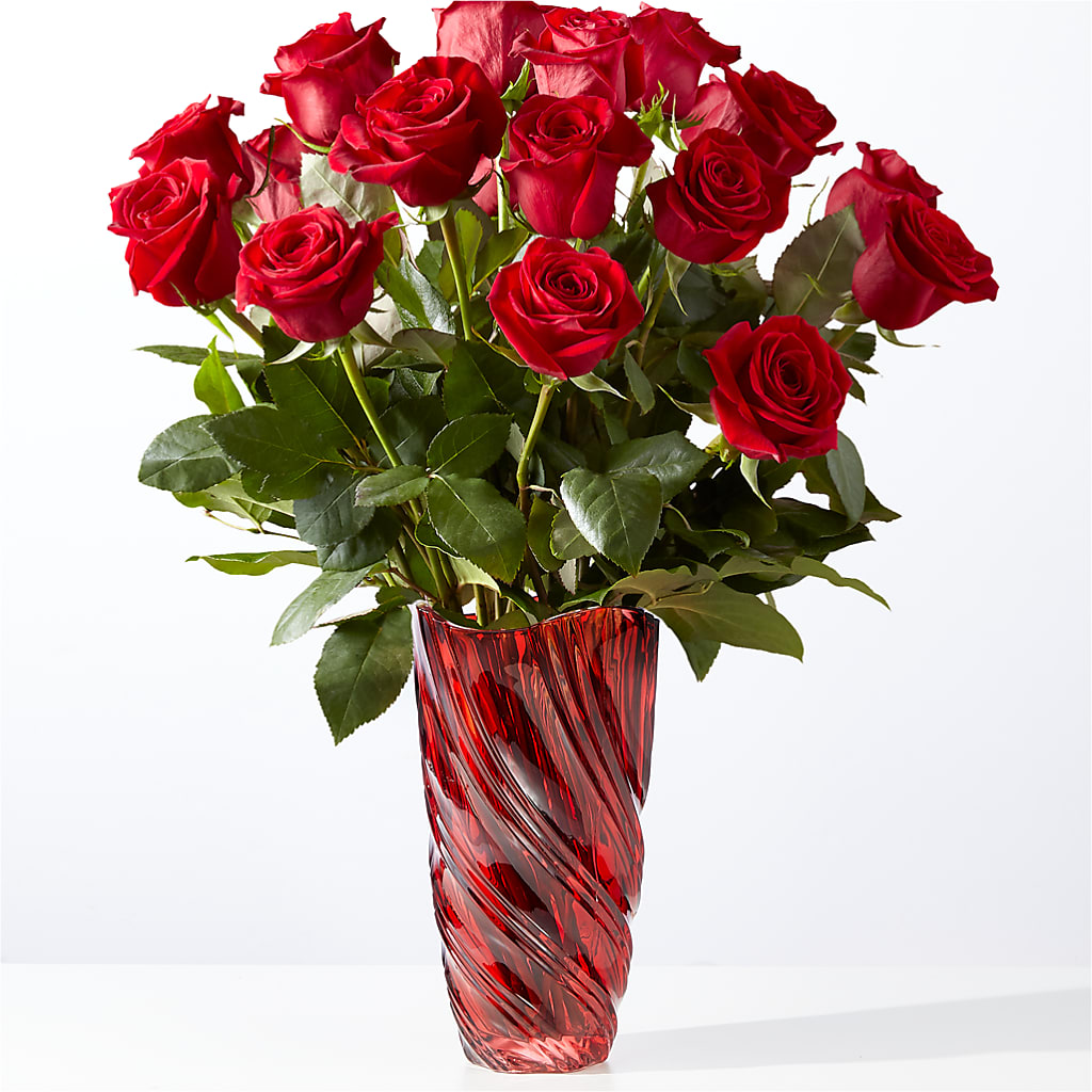 Classic Love Red Rose Bouquet with Luxe Swirl Vase – BOWS PETALS 'N LACE, Livingston TN