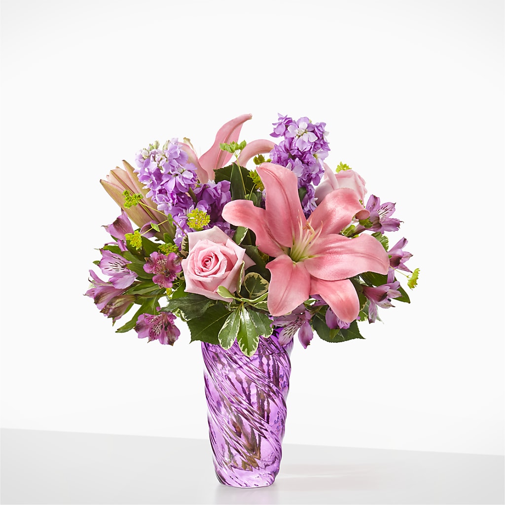 Precious Petals Bouquet with Luxe Swirl Vase – BOWS PETALS 'N LACE, Livingston TN