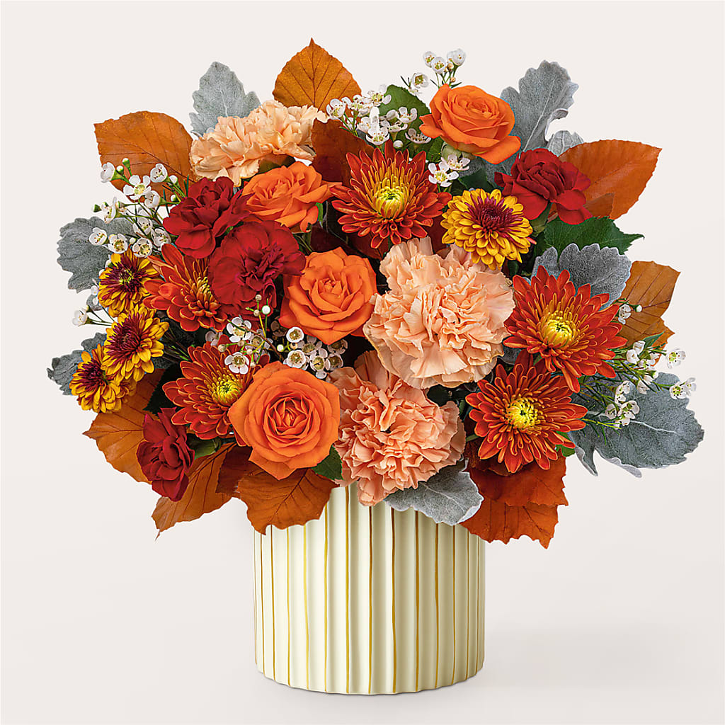 Merlot Bouquet with Ivory Vase – BOWS PETALS 'N LACE, Livingston TN