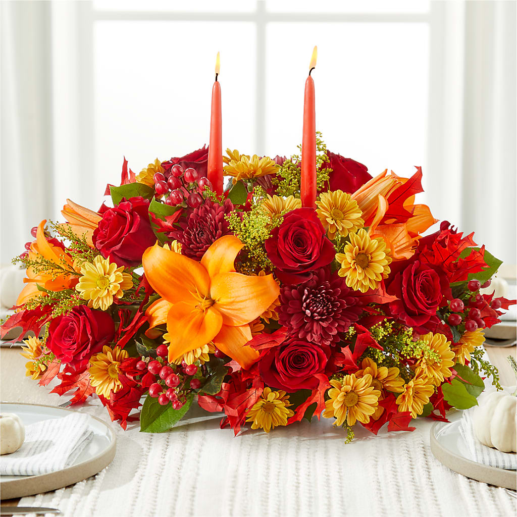 Autumn's Embrace Centerpiece – BOWS PETALS 'N LACE, Livingston TN