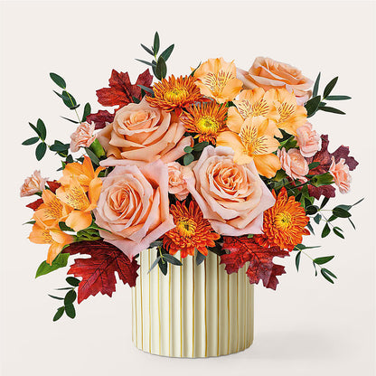 Spiced Latte Bouquet with Ivory Vase – BOWS PETALS 'N LACE, Livingston TN