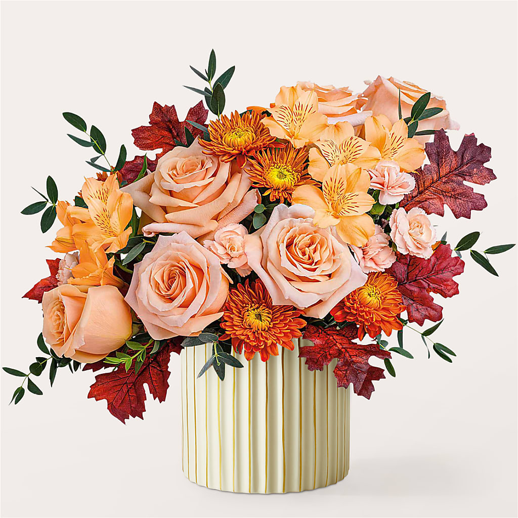 Spiced Latte Bouquet with Ivory Vase – BOWS PETALS 'N LACE, Livingston TN