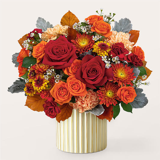 Merlot Bouquet with Ivory Vase – BOWS PETALS 'N LACE, Livingston TN