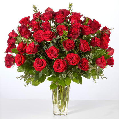 Forever Yours Fifty Stem Red Rose Bouquet – BOWS PETALS 'N LACE, Livingston TN